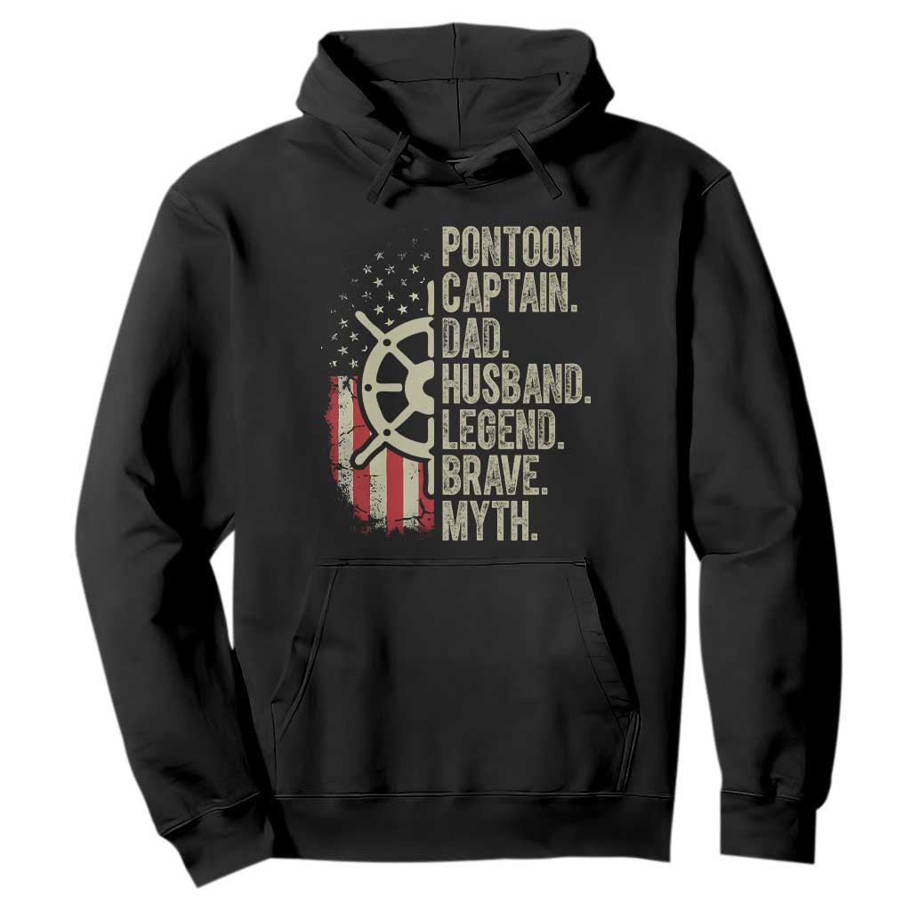 Pontoon Boat Captain Hoodie Dad Husband Legend Brave Myth TS09 Black Print Your Wear