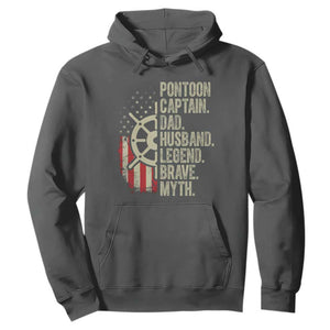 Pontoon Boat Captain Hoodie Dad Husband Legend Brave Myth TS09 Dark Heather Print Your Wear