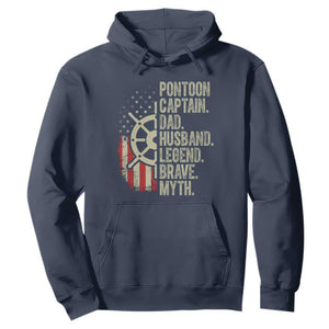 Pontoon Boat Captain Hoodie Dad Husband Legend Brave Myth TS09 Navy Print Your Wear