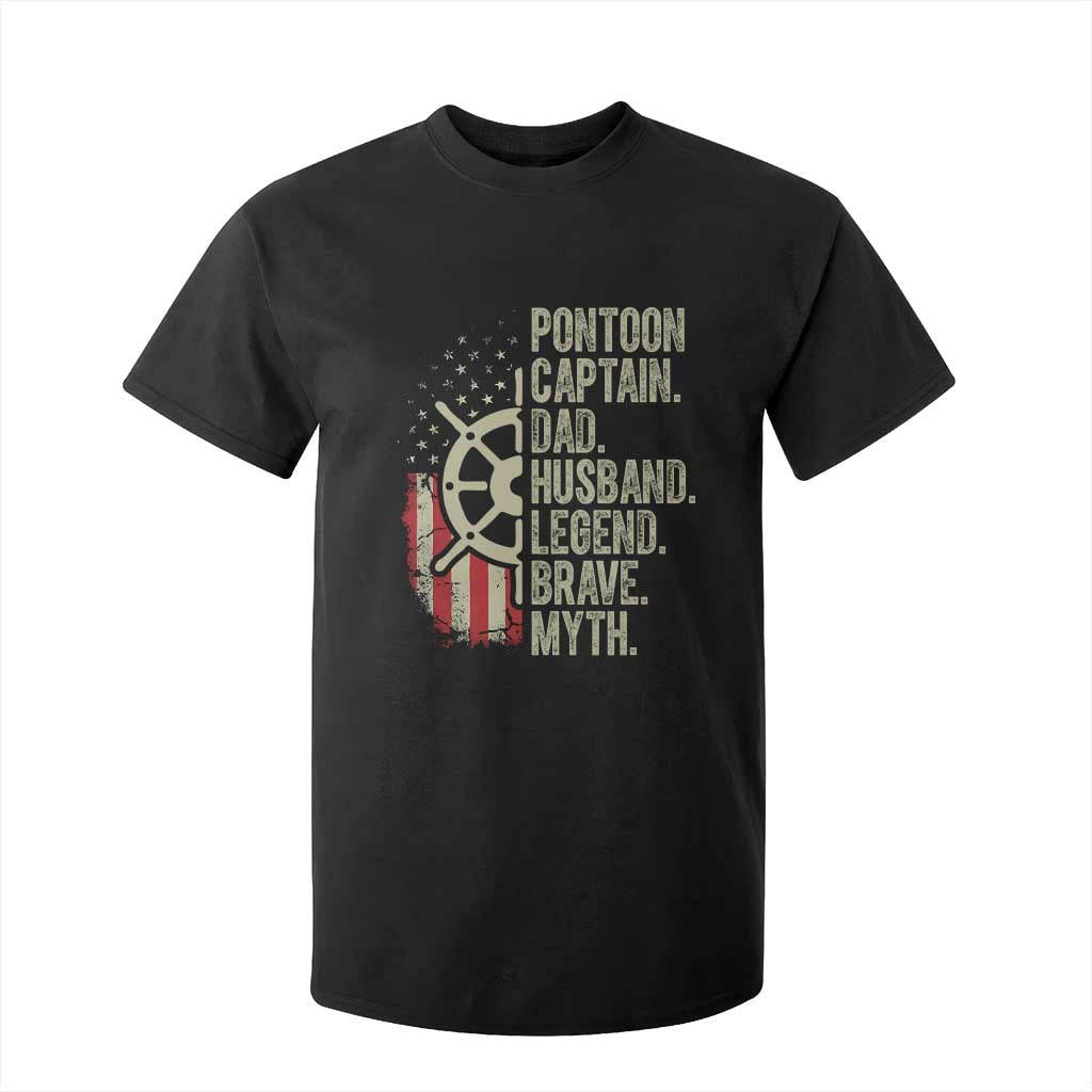 Pontoon Boat Captain T Shirt For Kid Dad Husband Legend Brave Myth TS09 Black Print Your Wear