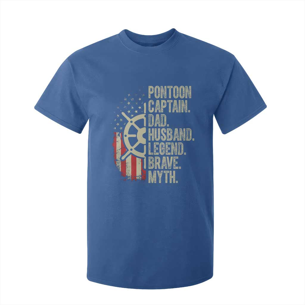 Pontoon Boat Captain T Shirt For Kid Dad Husband Legend Brave Myth TS09 Royal Blue Print Your Wear