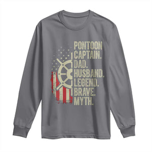 Pontoon Boat Captain Long Sleeve Shirt Dad Husband Legend Brave Myth TS09 Charcoal Print Your Wear