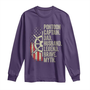 Pontoon Boat Captain Long Sleeve Shirt Dad Husband Legend Brave Myth TS09 Purple Print Your Wear