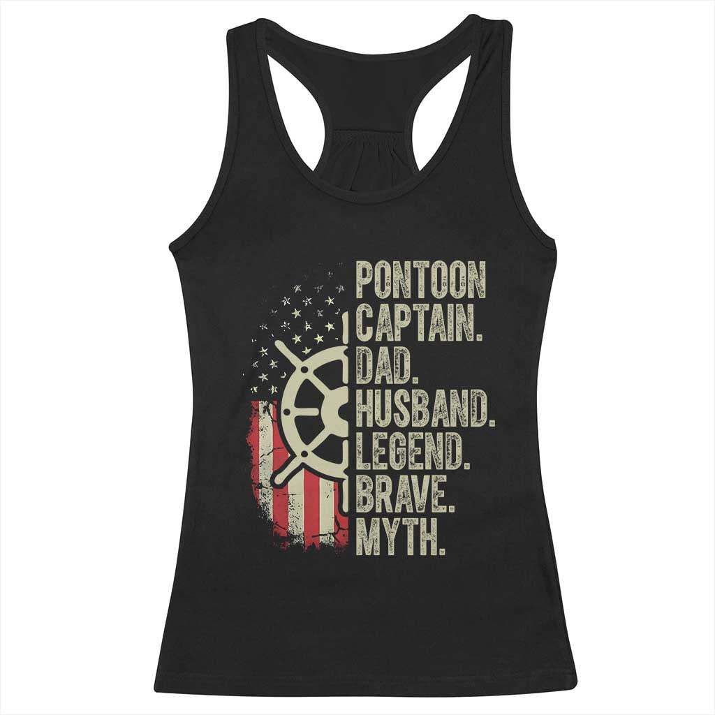 Pontoon Boat Captain Racerback Tank Top Dad Husband Legend Brave Myth TS09 Black Print Your Wear