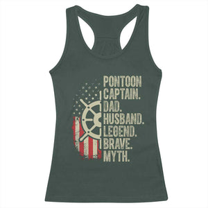 Pontoon Boat Captain Racerback Tank Top Dad Husband Legend Brave Myth TS09 Dark Forest Green Print Your Wear