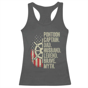 Pontoon Boat Captain Racerback Tank Top Dad Husband Legend Brave Myth TS09 Dark Heather Print Your Wear
