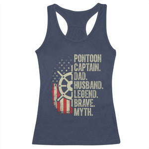 Pontoon Boat Captain Racerback Tank Top Dad Husband Legend Brave Myth TS09 Navy Print Your Wear