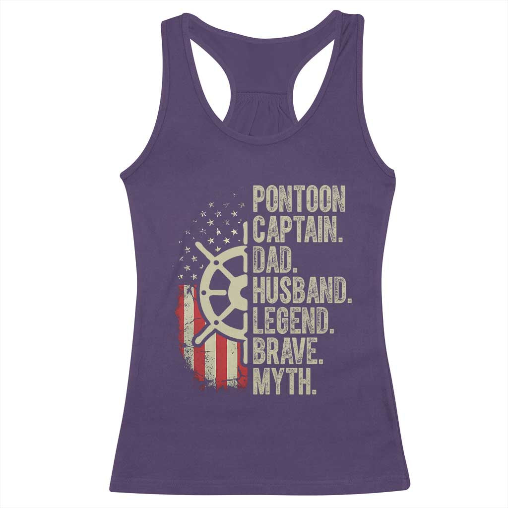 Pontoon Boat Captain Racerback Tank Top Dad Husband Legend Brave Myth TS09 Purple Print Your Wear