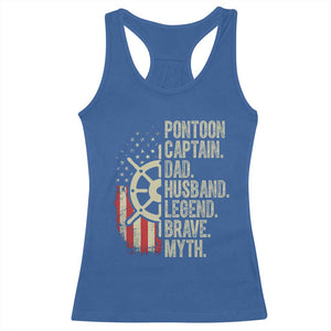 Pontoon Boat Captain Racerback Tank Top Dad Husband Legend Brave Myth TS09 Royal Blue Print Your Wear