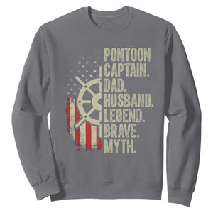 Pontoon Boat Captain Sweatshirt Dad Husband Legend Brave Myth TS09 Charcoal Print Your Wear