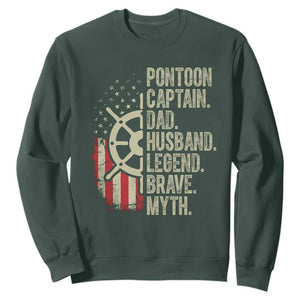 Pontoon Boat Captain Sweatshirt Dad Husband Legend Brave Myth TS09 Dark Forest Green Print Your Wear