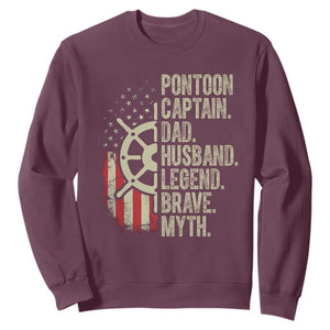 Pontoon Boat Captain Sweatshirt Dad Husband Legend Brave Myth TS09 Maroon Print Your Wear