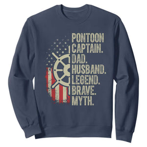 Pontoon Boat Captain Sweatshirt Dad Husband Legend Brave Myth TS09 Navy Print Your Wear
