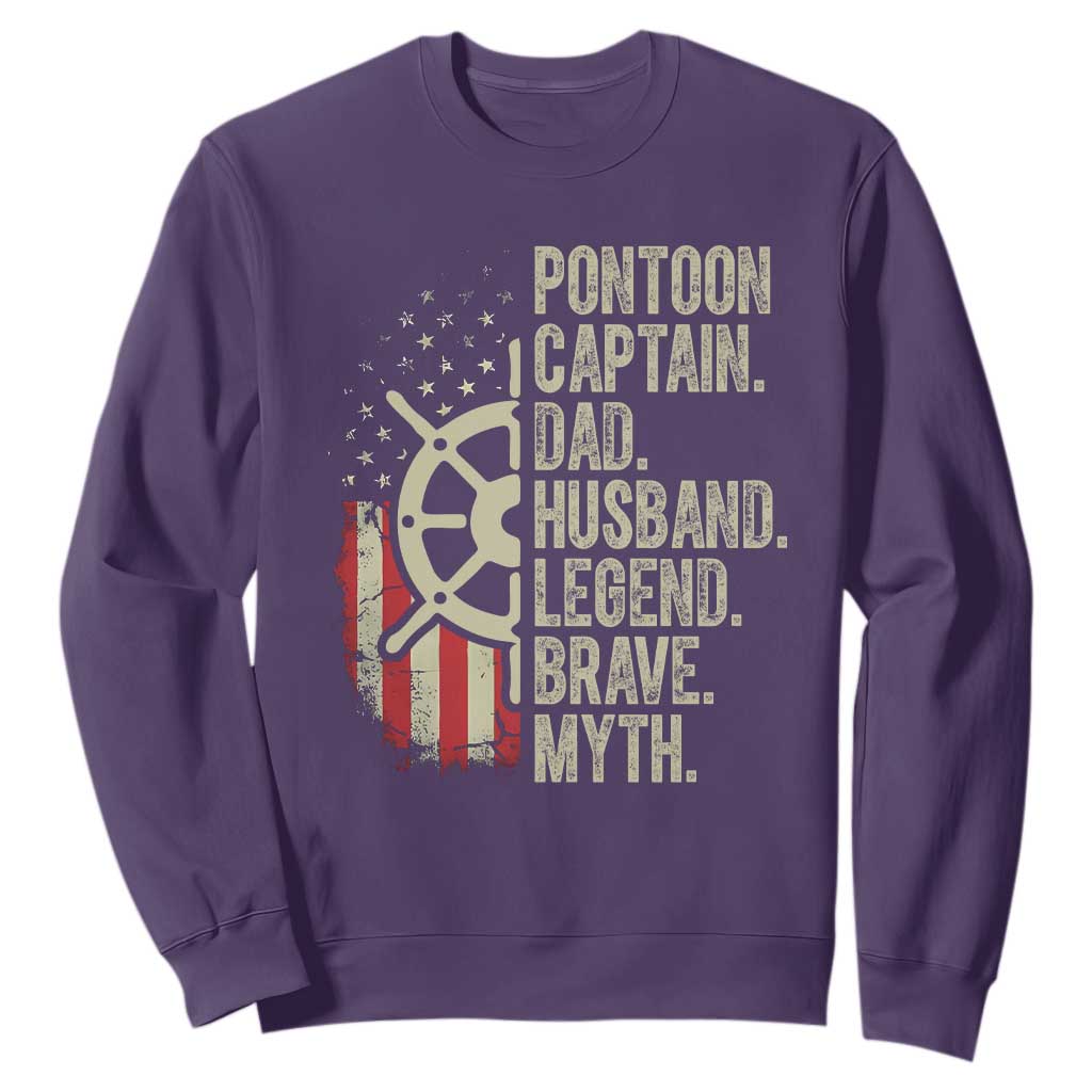 Pontoon Boat Captain Sweatshirt Dad Husband Legend Brave Myth TS09 Purple Print Your Wear