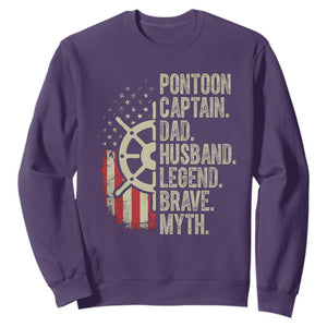 Pontoon Boat Captain Sweatshirt Dad Husband Legend Brave Myth TS09 Purple Print Your Wear