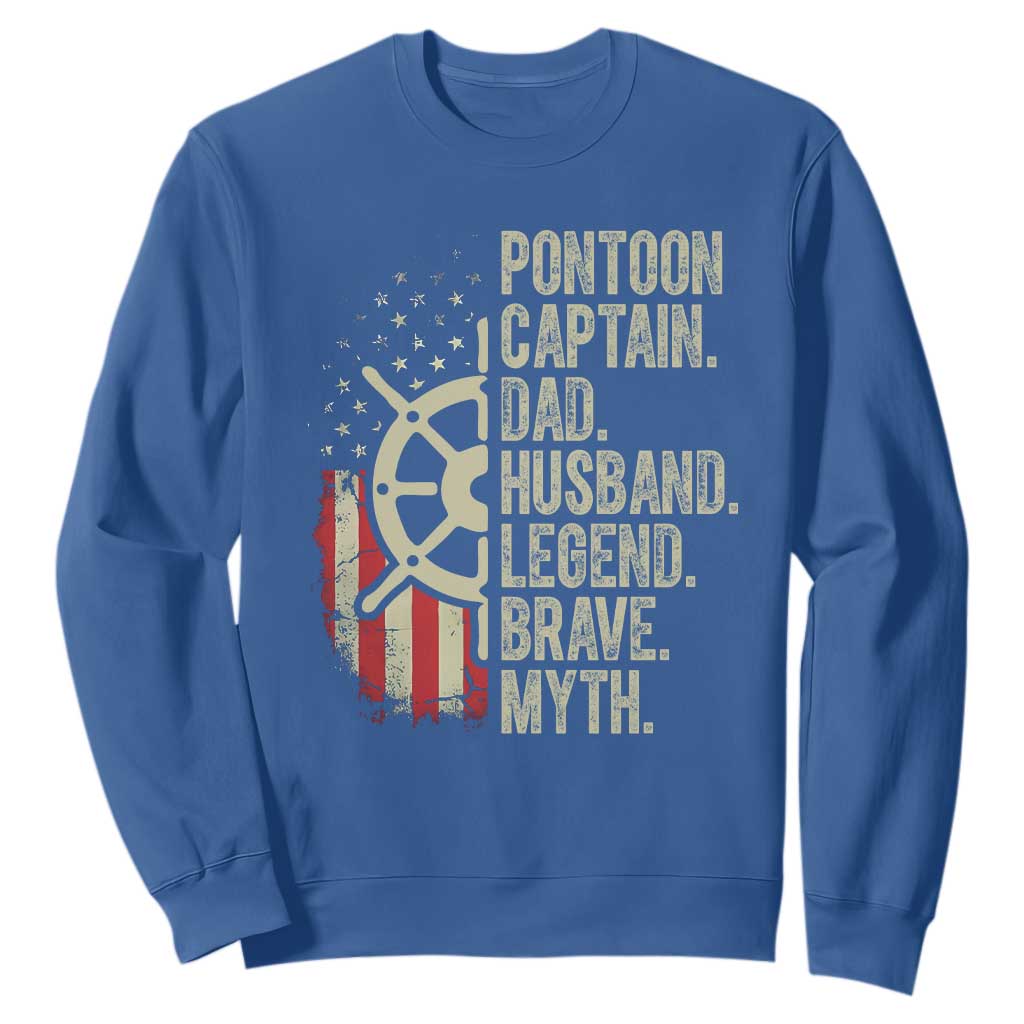 Pontoon Boat Captain Sweatshirt Dad Husband Legend Brave Myth TS09 Royal Blue Print Your Wear