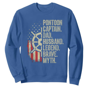 Pontoon Boat Captain Sweatshirt Dad Husband Legend Brave Myth TS09 Royal Blue Print Your Wear