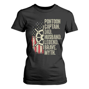 Pontoon Boat Captain T Shirt For Women Dad Husband Legend Brave Myth TS09 Black Print Your Wear