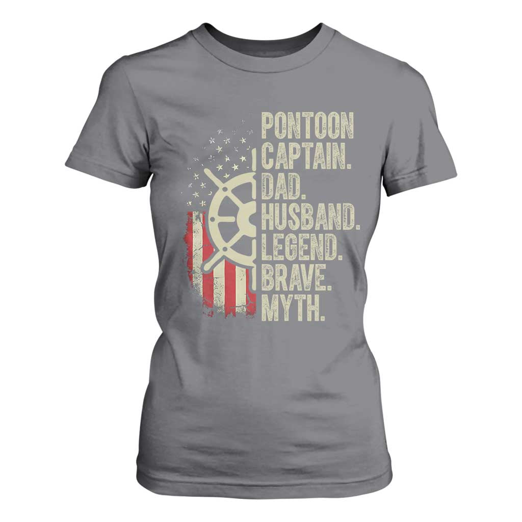 Pontoon Boat Captain T Shirt For Women Dad Husband Legend Brave Myth TS09 Charcoal Print Your Wear