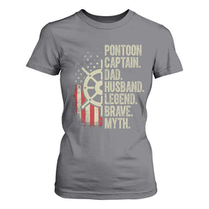 Pontoon Boat Captain T Shirt For Women Dad Husband Legend Brave Myth TS09 Charcoal Print Your Wear