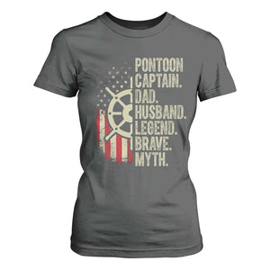 Pontoon Boat Captain T Shirt For Women Dad Husband Legend Brave Myth TS09 Dark Heather Print Your Wear