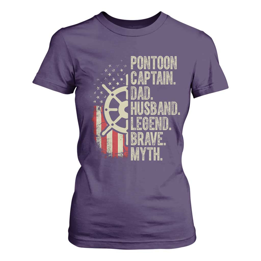 Pontoon Boat Captain T Shirt For Women Dad Husband Legend Brave Myth TS09 Purple Print Your Wear