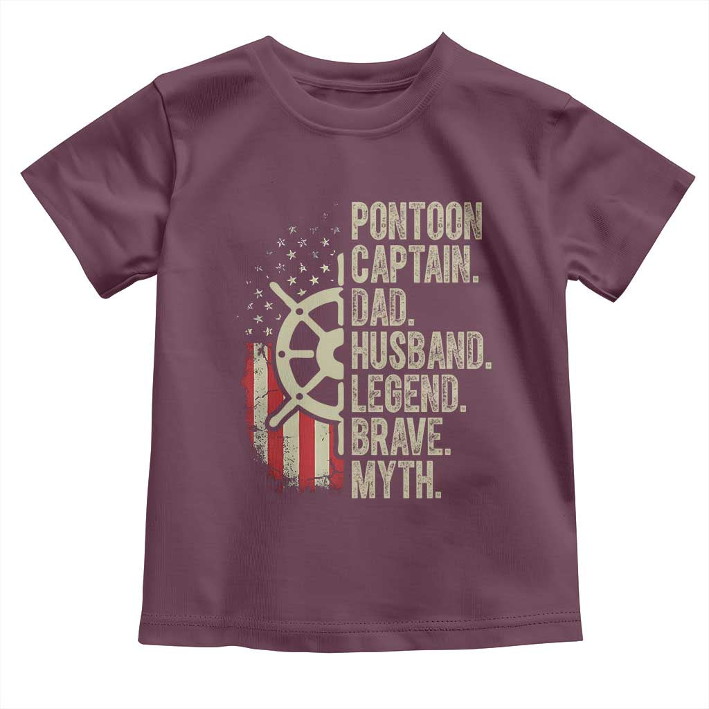 Pontoon Boat Captain Toddler T Shirt Dad Husband Legend Brave Myth TS09 Maroon Print Your Wear