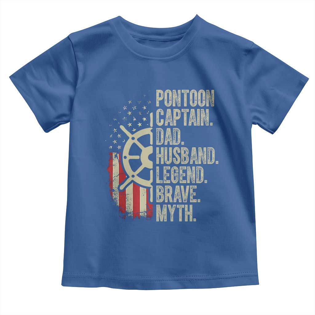 Pontoon Boat Captain Toddler T Shirt Dad Husband Legend Brave Myth TS09 Royal Blue Print Your Wear