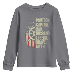 Pontoon Boat Captain Youth Sweatshirt Dad Husband Legend Brave Myth TS09 Charcoal Print Your Wear