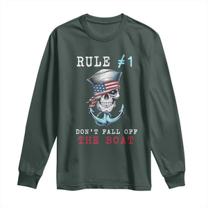 Funny Pirate Rule Long Sleeve Shirt Don't Fall Off The Boat TS09 Dark Forest Green Print Your Wear