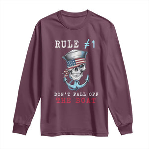 Funny Pirate Rule Long Sleeve Shirt Don't Fall Off The Boat TS09 Maroon Print Your Wear