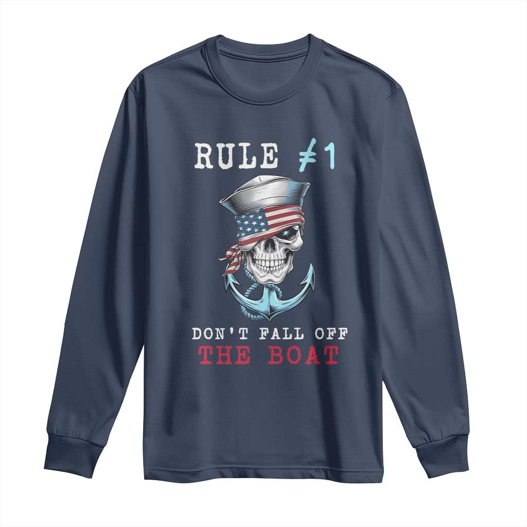 Funny Pirate Rule Long Sleeve Shirt Don't Fall Off The Boat TS09 Navy Print Your Wear