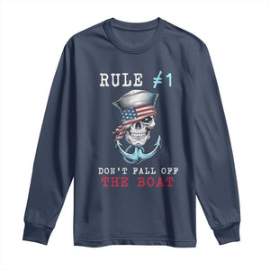 Funny Pirate Rule Long Sleeve Shirt Don't Fall Off The Boat TS09 Navy Print Your Wear