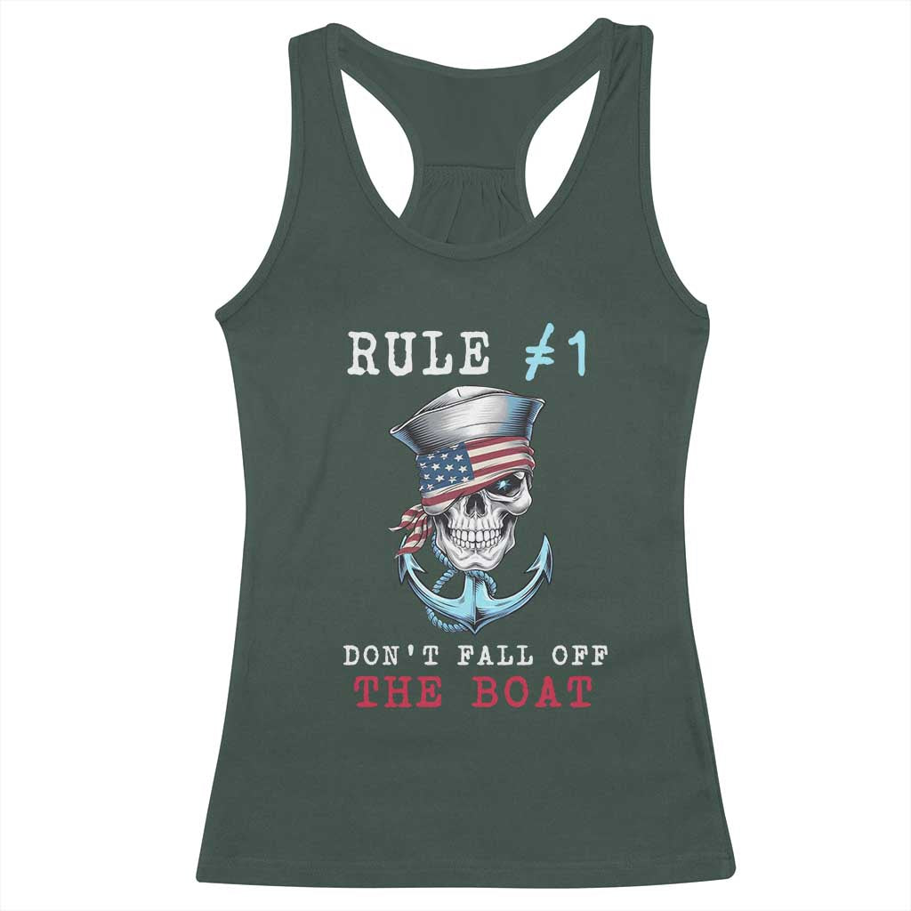 Funny Pirate Rule Racerback Tank Top Don't Fall Off The Boat TS09 Dark Forest Green Print Your Wear