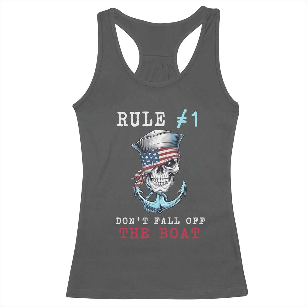 Funny Pirate Rule Racerback Tank Top Don't Fall Off The Boat TS09 Dark Heather Print Your Wear
