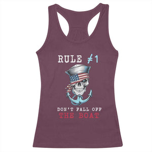 Funny Pirate Rule Racerback Tank Top Don't Fall Off The Boat TS09 Maroon Print Your Wear