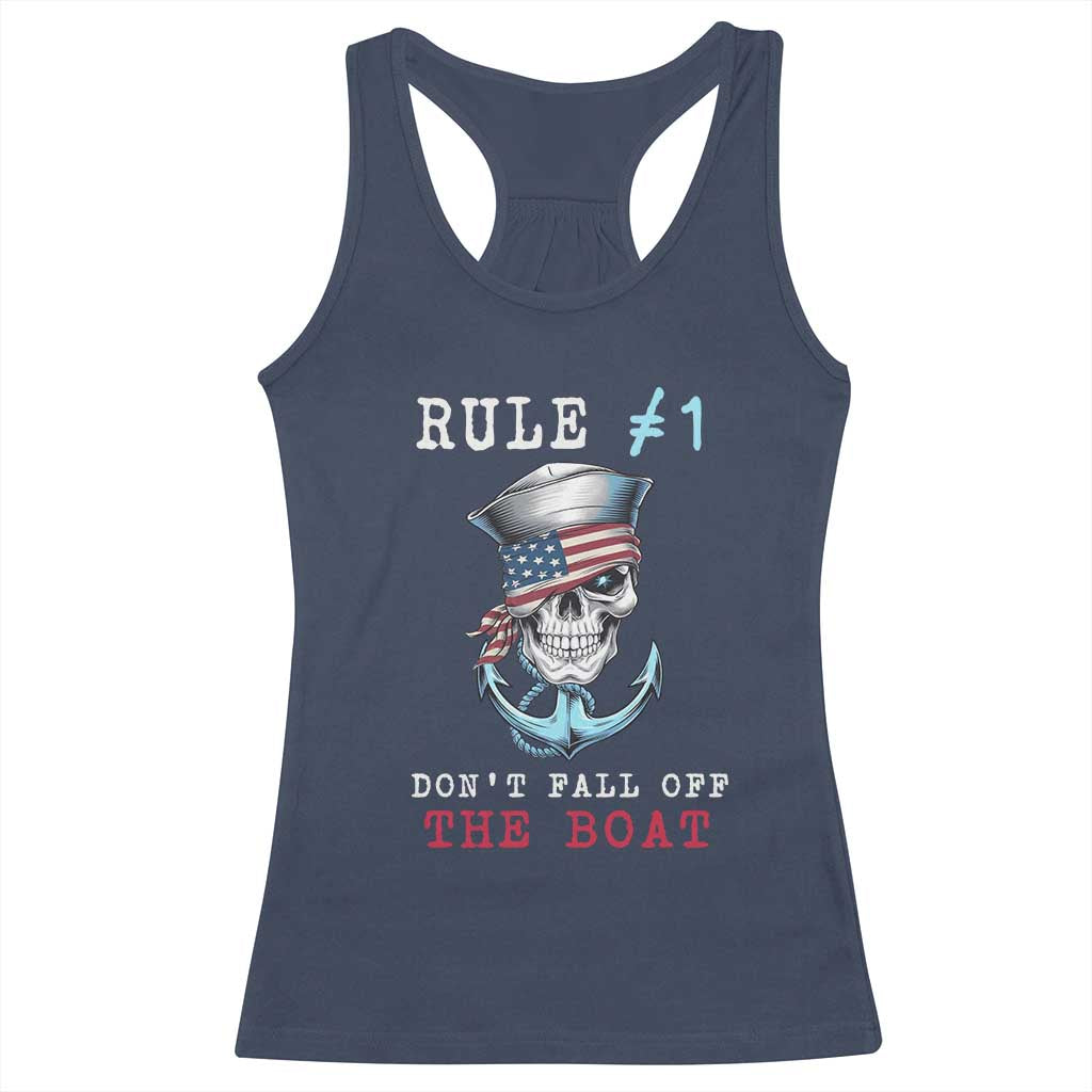 Funny Pirate Rule Racerback Tank Top Don't Fall Off The Boat TS09 Navy Print Your Wear
