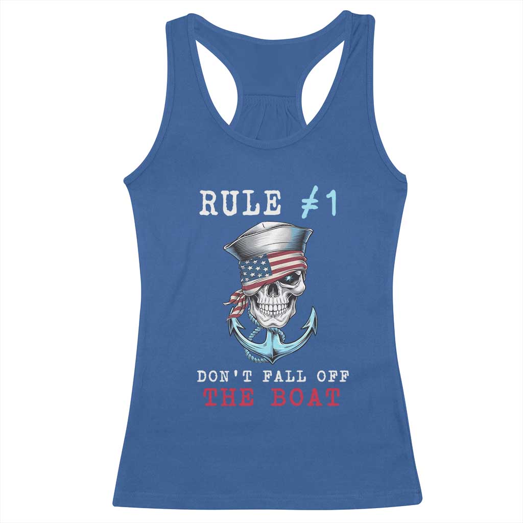 Funny Pirate Rule Racerback Tank Top Don't Fall Off The Boat TS09 Royal Blue Print Your Wear