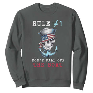 Funny Pirate Rule Sweatshirt Don't Fall Off The Boat TS09 Dark Heather Print Your Wear