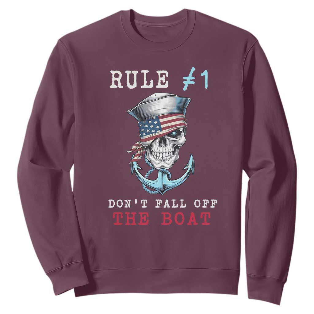 Funny Pirate Rule Sweatshirt Don't Fall Off The Boat TS09 Maroon Print Your Wear