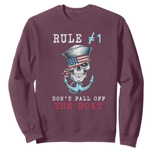 Funny Pirate Rule Sweatshirt Don't Fall Off The Boat TS09 Maroon Print Your Wear