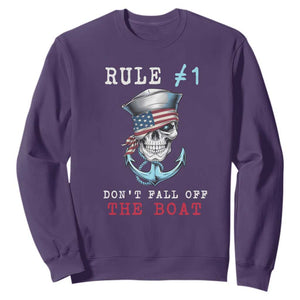 Funny Pirate Rule Sweatshirt Don't Fall Off The Boat TS09 Purple Print Your Wear