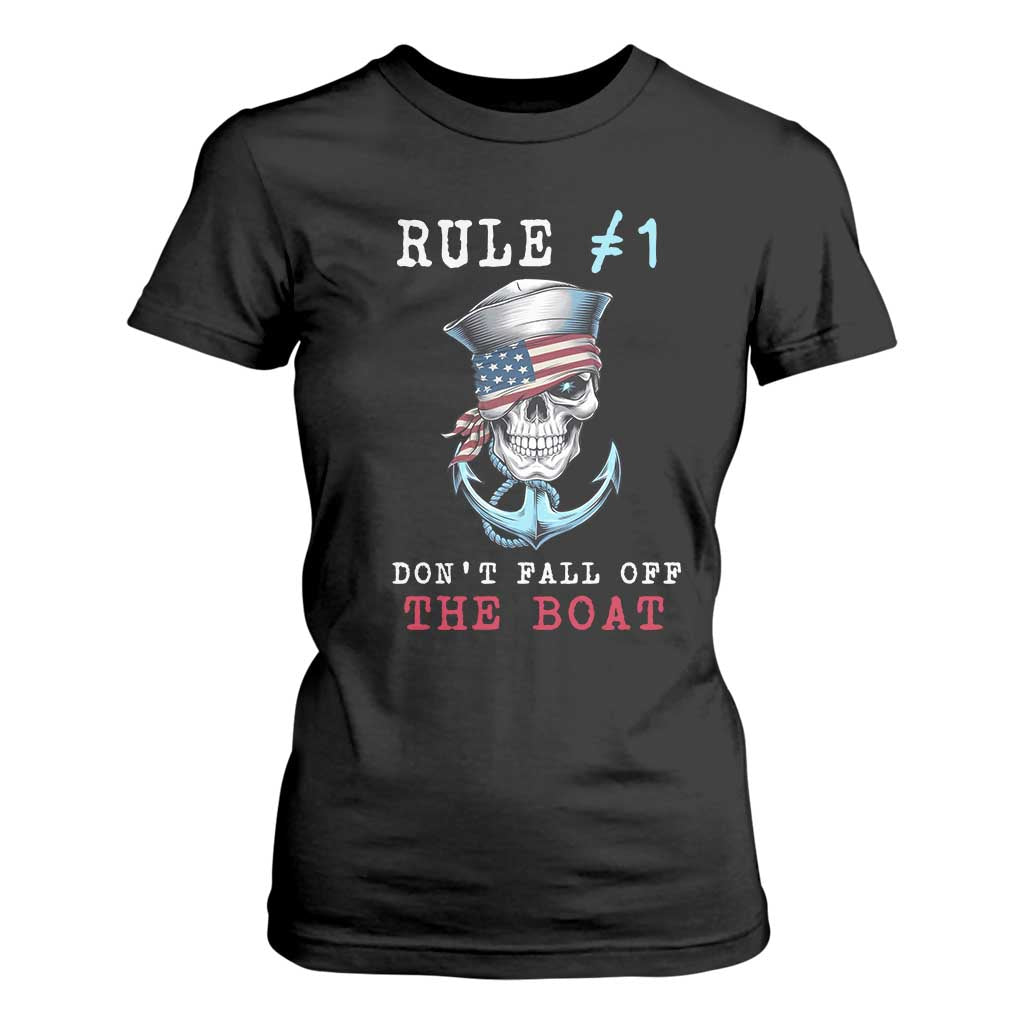 Funny Pirate Rule T Shirt For Women Don't Fall Off The Boat TS09 Black Print Your Wear