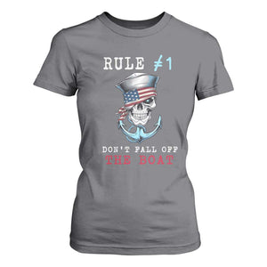 Funny Pirate Rule T Shirt For Women Don't Fall Off The Boat TS09 Charcoal Print Your Wear