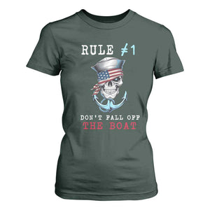 Funny Pirate Rule T Shirt For Women Don't Fall Off The Boat TS09 Dark Forest Green Print Your Wear