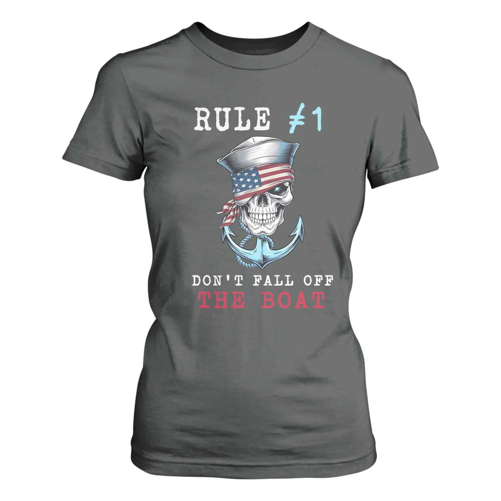 Funny Pirate Rule T Shirt For Women Don't Fall Off The Boat TS09 Dark Heather Print Your Wear