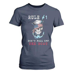 Funny Pirate Rule T Shirt For Women Don't Fall Off The Boat TS09 Navy Print Your Wear