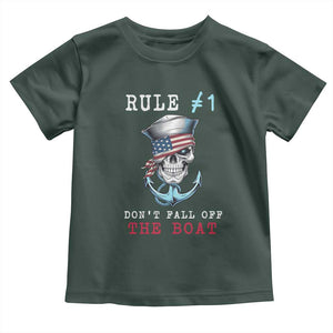 Funny Pirate Rule Toddler T Shirt Don't Fall Off The Boat TS09 Dark Forest Green Print Your Wear