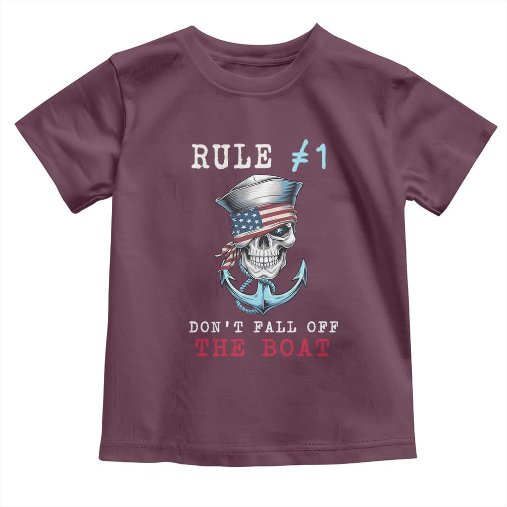 Funny Pirate Rule Toddler T Shirt Don't Fall Off The Boat TS09 Maroon Print Your Wear