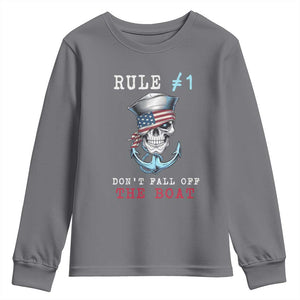 Funny Pirate Rule Youth Sweatshirt Don't Fall Off The Boat TS09 Charcoal Print Your Wear